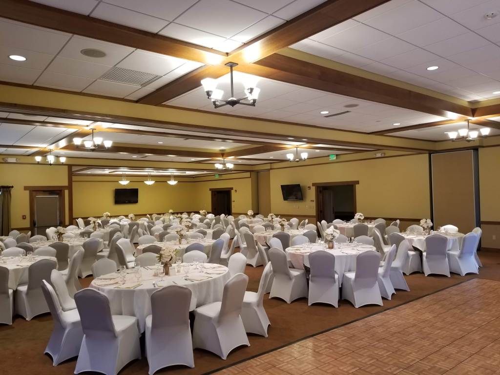 White banquet seating for reception