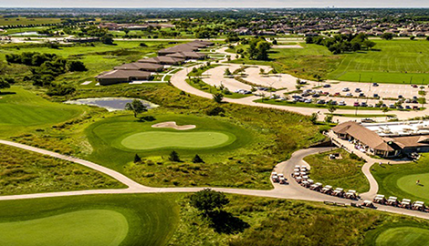 Aerial view of full golf course